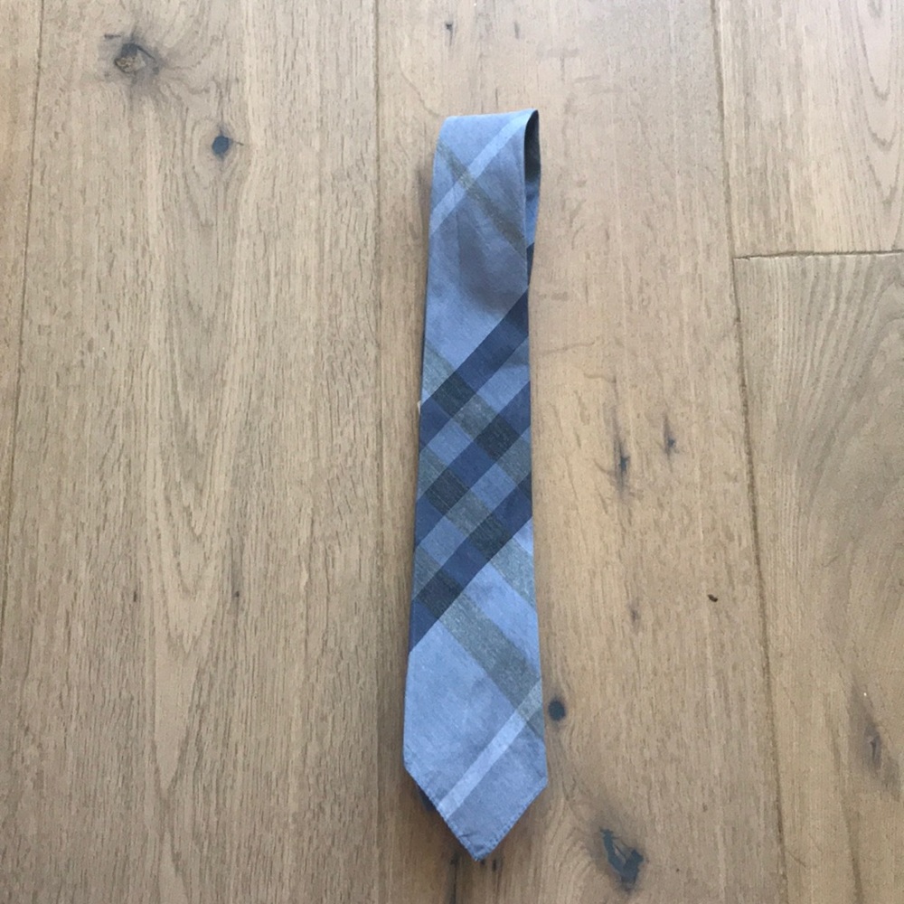 Burberry light blue plaid tie